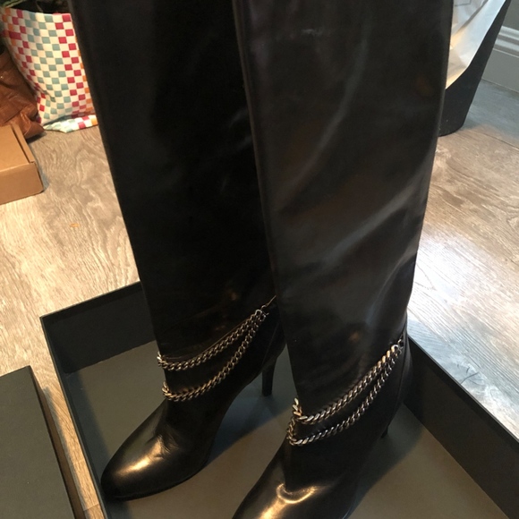 YSL Saint Laurent Leather Knee-High Boots Size 39 - Picture 5 of 8
